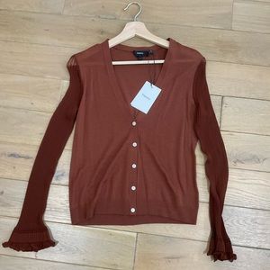 Theory sheer sleeve cardigan